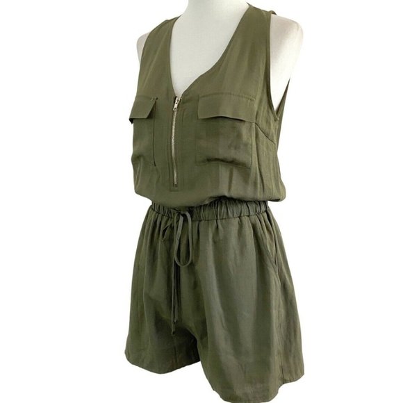 Fashion Nova Pants - Fashion Nova “No Discipline” Sleeveless Olive Green Cotton Blend Romper Sz M